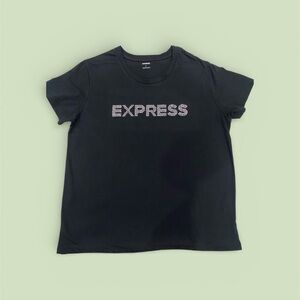 Express woman Black Tee with Silver Logo